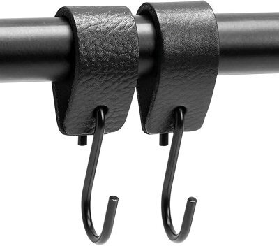 Multifunctional Leather S, Hooks, Black, 2 Pieces, Coat Hook, For Kitchen, Bathroom, Bedroom And Office, 10.2X3Cm - image 1
