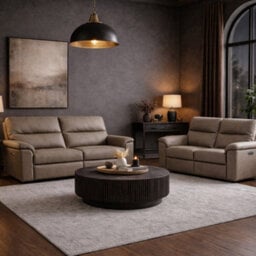 Aspire Marlowe Real Leather Power Recliner 3 + 2 Sofa Set With Usb Charging, Taupe