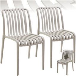 Tectake Garden Chairs Alcudia - Durable, Stackable And Weather-Resistant - Taupe - Set Of 2