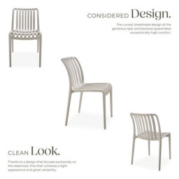 Tectake Garden Chairs Alcudia - Durable, Stackable And Weather-Resistant - Taupe - Set Of 2 - thumbnail 3