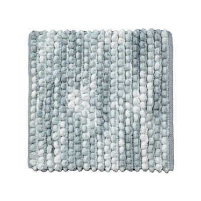 Allure Bath Fashions Marl Chunky Bobble Square Bath Mat Non Slip - Grey - image 1