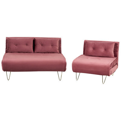 Beliani Living Room Set 3 Seater Vestfold Velvet Pink - image 1