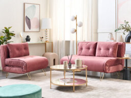 Beliani Living Room Set 3 Seater Vestfold Velvet Pink - thumbnail 2