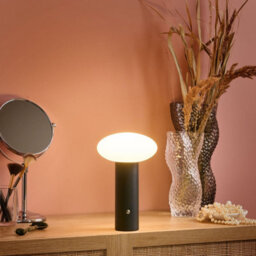 Wyld And Coco Black Mushroom Led Wireless Table Lamp - Portable Touch Dimmer, 3 Colour Temperatures - thumbnail 2