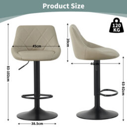 MCC Direct Set Of 2 Height Adjustable Kitchen Bar Stool Breakfast Chairs With Footrest Brown - Stanley - thumbnail 6