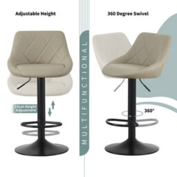 MCC Direct Set Of 2 Height Adjustable Kitchen Bar Stool Breakfast Chairs With Footrest Brown - Stanley - thumbnail 3