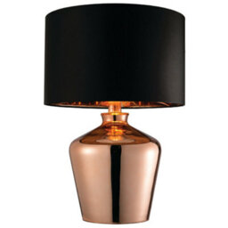 2 Pack Modern Mirror Table Lamp Gloss Copper Glass & Black Shade Feature Bedside Light - thumbnail 2