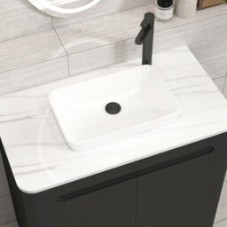 Royal Bathrooms Venice 800mm Matt Nocturne Black Freestanding Bathroom Countertop Vanity Unit 2 Door With Qubix Basin - thumbnail 6