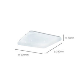 Eglo Frania-S Square White Metal And Plastic With Crystal Effect Integrated Led Flush Light, (D) 33Cm - thumbnail 4