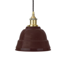 Burgundy Red Lincoln Painted Dome Pendant Light With Antique Brass Lamp Holder And Black Twisted Cable - Se Home
