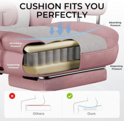 Gtplayer Gaming Chair, Executive Office Desk Chair With Footrest Ergonomic Heavy Duty Lumbar Support Computer Chairs, Pink Grey - thumbnail 8