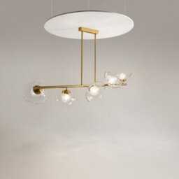Luminosa Lighting Luminosa Miracle Modern Bar Pendant Ceiling Light Brass 5Xg9 Glass Shade - thumbnail 4