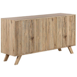 Beliani Sideboard White And Light Brown - 3 Drawers, 2 Cabinets, W140 X D40 X H75Cm - thumbnail 6