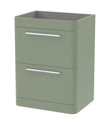 Hudson Reed Solar Floor Standing 2-Drawer Unit, Elegant Vanity Unit In Bathroom With Soft Close Drawers, Fern Green - image 1