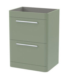 Hudson Reed Solar Floor Standing 2-Drawer Unit, Elegant Vanity Unit In Bathroom With Soft Close Drawers, Fern Green