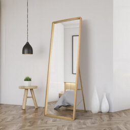 "Mirroroutlet The Naturalis - Solid Oak Rounded Corner Cheval Mirror 67"" X 23"" (170Cm X 58Cm) Scandinavian 'scandi' Inspired"