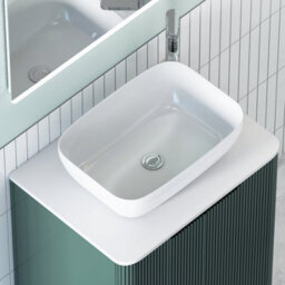 Royal Bathrooms Avenza 600mm Deep Moss Green Wall Hung Bathroom Countertop Vanity Unit 1 Drawer With Elva Basin - thumbnail 7