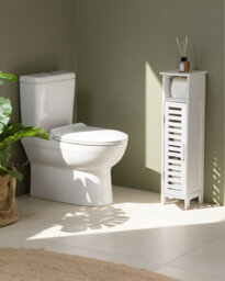 Beliani Toilet Paper Cabinet Olathe Bamboo White - thumbnail 2