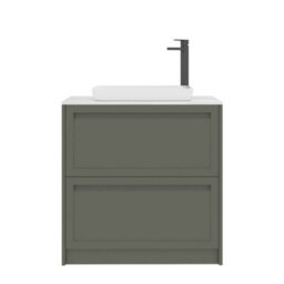 Royal Bathrooms Royal Bathroom Elmore 800mm Matt Green Freestanding Countertop Bathroom Vanity Unit 2 Drawer With Qubix Basin - thumbnail 7