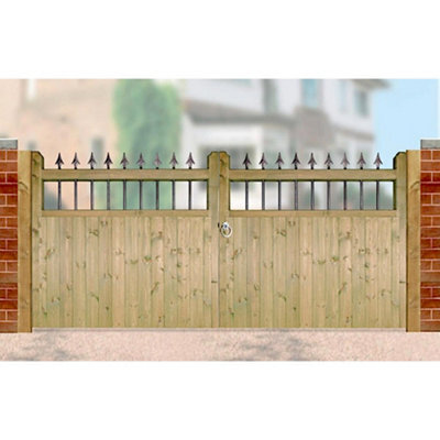 Burbage Iron Craft Hampto Wooden Driveway Garden Gates 3000mm Wide X 1200mm High Had32 - image 1