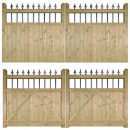 Burbage Iron Craft Hampto Wooden Driveway Garden Gates 3000mm Wide X 1200mm High Had32 - thumbnail 2