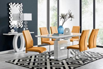 Furniturebox Uk Arezzo Large Extending Dining Table And 6 Mustard Lorenzo Chairs - image 1