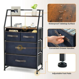 Industrial 4 Drawers Dresser Organizer Fabric Storage Organizer Chest Of Drawers - thumbnail 1