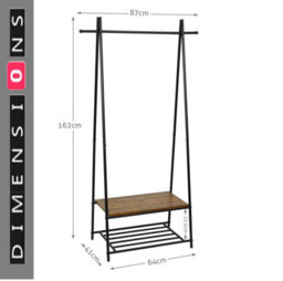 Modcraft Industrial Coat Rack With Shoe Storage , Freestanding Clothes Stand With Hat Hooks - thumbnail 3
