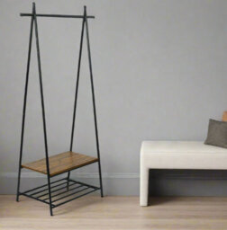 Modcraft Industrial Coat Rack With Shoe Storage , Freestanding Clothes Stand With Hat Hooks - thumbnail 2