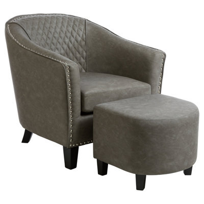 Orsina Comfortable Chair With Footstool, Stylish Armchair And Footstool, Sturdy Accent Chair With Footstool - image 1