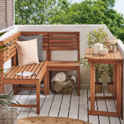 Beliani Balcony Table Acacia Wood 110 X 47 Cm Adjustable Folding - Weather-Resistant Outdoor Table - thumbnail 2