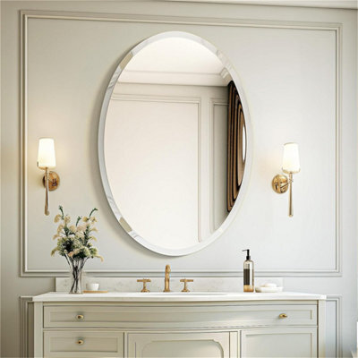 Artloge 60X80Cm High Definition Frameless Oval Wall Mirror For Bathroom Vanity,bevel Edge - image 1