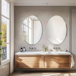 Artloge 60X80Cm High Definition Frameless Oval Wall Mirror For Bathroom Vanity,bevel Edge - thumbnail 8