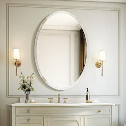 Artloge 60X80Cm High Definition Frameless Oval Wall Mirror For Bathroom Vanity,bevel Edge - thumbnail 1