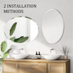 Artloge 60X80Cm High Definition Frameless Oval Wall Mirror For Bathroom Vanity,bevel Edge - thumbnail 4