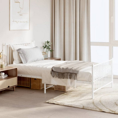 Berkfield Metal Bed Frame With Headboard And Footboard White 100X190 Cm - image 1