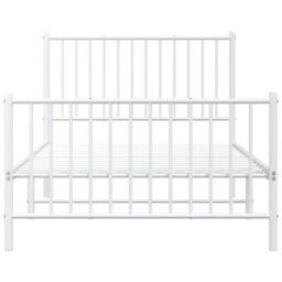 Berkfield Metal Bed Frame With Headboard And Footboard White 100X190 Cm - thumbnail 5