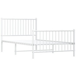 Berkfield Metal Bed Frame With Headboard And Footboard White 100X190 Cm - thumbnail 4