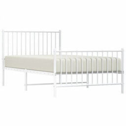 Berkfield Metal Bed Frame With Headboard And Footboard White 100X190 Cm - thumbnail 3