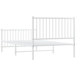 Berkfield Metal Bed Frame With Headboard And Footboard White 100X190 Cm - thumbnail 7