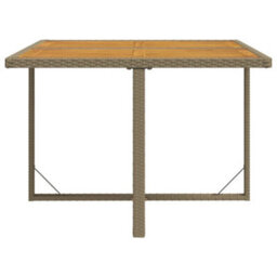 Berkfield Garden Table Beige 109X107X74 Cm Poly Rattan&solid Wood Acacia - thumbnail 5