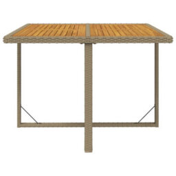 Berkfield Garden Table Beige 109X107X74 Cm Poly Rattan&solid Wood Acacia - thumbnail 4