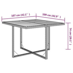 Berkfield Garden Table Beige 109X107X74 Cm Poly Rattan&solid Wood Acacia - thumbnail 8