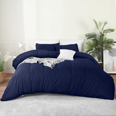 Bedlooms Navy Duvet Cover Set, Breathable & Anti-Allergic Bedding Pack, King 230X220Cm - image 1