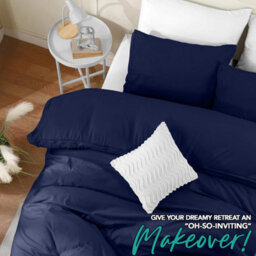 Bedlooms Navy Cotton Duvet Cover Set, Breathable & Anti-Allergic Bedding Pack, King 230X220Cm - thumbnail 5