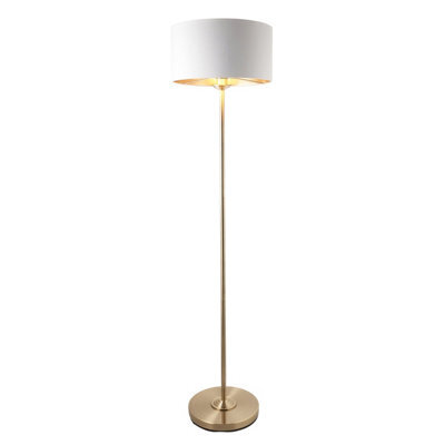 Loops Stylish 1500mm Floor Lamp In Antique Brass With Vintage White Shade - image 1