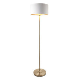 Loops Stylish 1500mm Floor Lamp In Antique Brass With Vintage White Shade - thumbnail 1