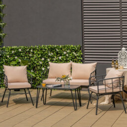 Costway 4 Pcs Patio Conversation Set Outdoor Furniture Loveseat Coffee Table 2 Chairs - thumbnail 4