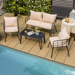 Costway 4 Pcs Patio Conversation Set Outdoor Furniture Loveseat Coffee Table 2 Chairs - thumbnail 1