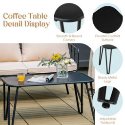 Costway 4 Pcs Patio Conversation Set Outdoor Furniture Loveseat Coffee Table 2 Chairs - thumbnail 7